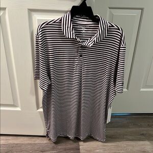 Kenneth Cole Golf Navy and Red Striped Polo